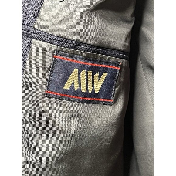 Man in Wool Navy Blue Pin Striped Blazer Pure Wool 44 - Picture 2 of 7